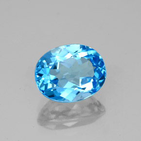 2.53캐럿 천연 스위스 블루 토파즈, 타원형 컷, 9×7.2 mm, VS
