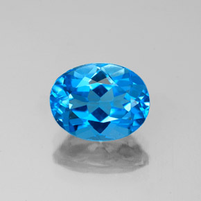 2.28캐럿 천연 스위스 블루 토파즈, 타원형 컷, 9×7 mm, VS
