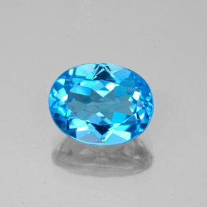 2.44캐럿 천연 스위스 블루 토파즈, 타원형 컷, 9.2×7.2 mm, VVS