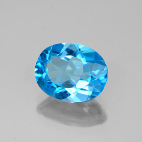 2.36캐럿 천연 스위스 블루 토파즈, 타원형 컷, 9.2×7.4 mm, VS-SI