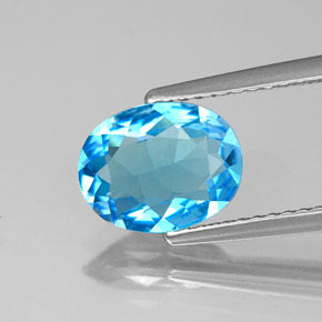 1.84캐럿 천연 스위스 블루 토파즈, 타원형 컷, 9.1×7.1 mm, VS-SI