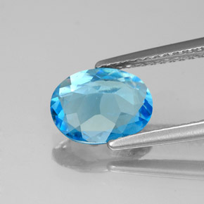 1.84캐럿 천연 스위스 블루 토파즈, 타원형 컷, 9.1×7.1 mm, VS-SI