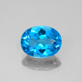 2.25캐럿 천연 스위스 블루 토파즈, 타원형 컷, 9×7.1 mm, VS