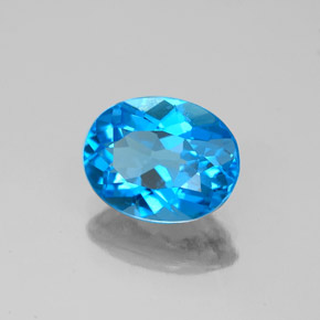 2.25캐럿 천연 스위스 블루 토파즈, 타원형 컷, 9×7.1 mm, VS