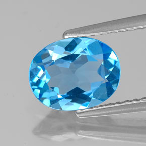 1.85캐럿 천연 스위스 블루 토파즈, 타원형 컷, 9×7.1 mm, VS