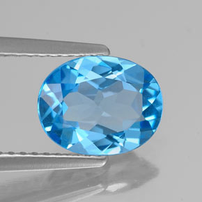 1.85캐럿 천연 스위스 블루 토파즈, 타원형 컷, 9×7.1 mm, VS