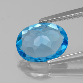 1.85캐럿 천연 스위스 블루 토파즈, 타원형 컷, 9×7.1 mm, VS