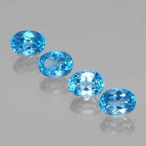 7.30캐럿 천연 스위스 블루 토파즈 보석, 타원형 컷, 8×6.1 mm, VVS-VS