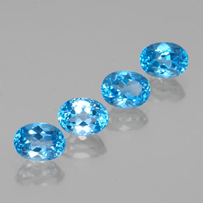 7.30캐럿 천연 스위스 블루 토파즈 보석, 타원형 컷, 8×6.1 mm, VVS-VS