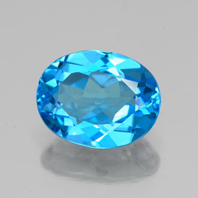 2.18캐럿 천연 스위스 블루 토파즈, 타원형 컷, 9×7.1 mm, VS
