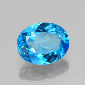 2.18캐럿 천연 스위스 블루 토파즈, 타원형 컷, 9×7.1 mm, VS