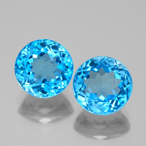 캐럿 천연 스위스 블루 토파즈 보석, 라운드 컷, 7.96 mm, VS