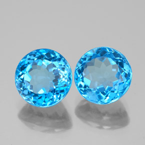캐럿 천연 스위스 블루 토파즈 보석, 라운드 컷, 7.96 mm, VS