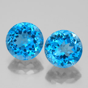 캐럿 천연 스위스 블루 토파즈 보석, 라운드 컷, 7.99 mm, VS