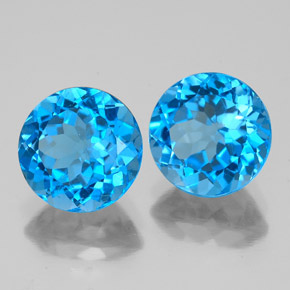 캐럿 천연 스위스 블루 토파즈 보석, 라운드 컷, 7.99 mm, VS