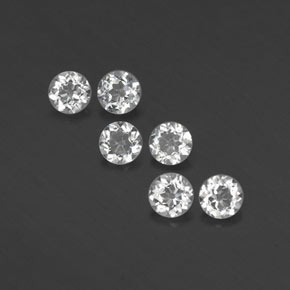 캐럿 천연 화이트 토파즈 보석, 라운드 컷, 4.08 mm, VS