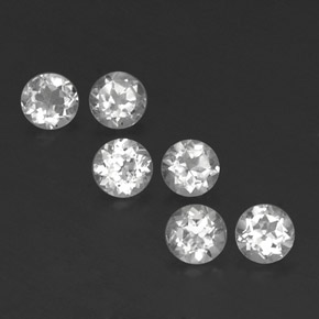 캐럿 천연 화이트 토파즈 보석, 라운드 컷, 4.06 mm, VS