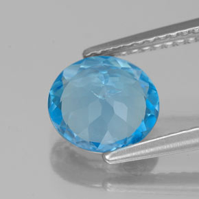 1.77캐럿 천연 스위스 블루 토파즈, 라운드 컷, 8.07 mm, SI