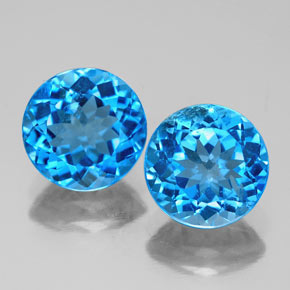 캐럿 천연 스위스 블루 토파즈 보석, 라운드 컷, 7.90 mm, VS-SI