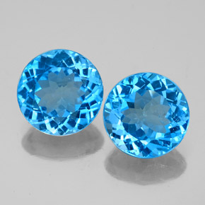 캐럿 천연 스위스 블루 토파즈 보석, 라운드 컷, 8.00 mm, VS-SI