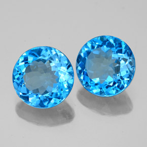 캐럿 천연 스위스 블루 토파즈 보석, 라운드 컷, 8.00 mm, VS-SI