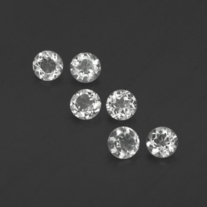 캐럿 천연 화이트 토파즈 보석, 라운드 컷, 4.09 mm, VS