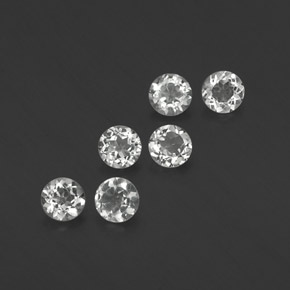 캐럿 천연 화이트 토파즈 보석, 라운드 컷, 4.09 mm, VS