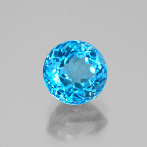 1.94캐럿 천연 스위스 블루 토파즈, 라운드 컷, 7.11 mm, VS
