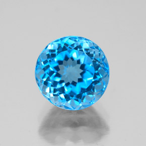 2.92캐럿 천연 스위스 블루 토파즈, 라운드 컷, 8.10 mm, VS