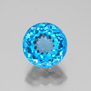 2.64캐럿 천연 스위스 블루 토파즈, 라운드 컷, 8.14 mm, VVS
