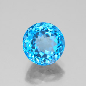 2.64캐럿 천연 스위스 블루 토파즈, 라운드 컷, 8.14 mm, VVS