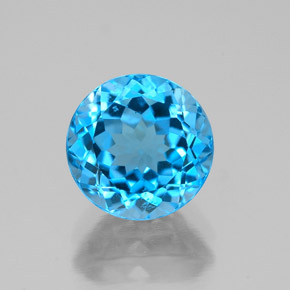 2.56캐럿 천연 스위스 블루 토파즈, 라운드 컷, 8.06 mm, VVS-VS