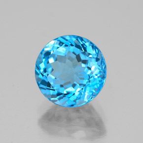 2.56캐럿 천연 스위스 블루 토파즈, 라운드 컷, 8.06 mm, VVS-VS