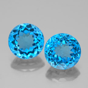 캐럿 천연 스위스 블루 토파즈 보석, 라운드 컷, 8.14 mm, VS-SI
