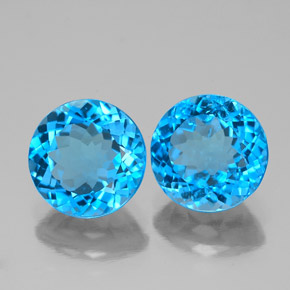 캐럿 천연 스위스 블루 토파즈 보석, 라운드 컷, 8.14 mm, VS-SI