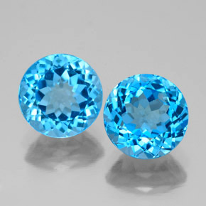 캐럿 천연 스위스 블루 토파즈 보석, 라운드 컷, 8.06 mm, SI