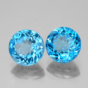 캐럿 천연 스위스 블루 토파즈 보석, 라운드 컷, 8.06 mm, SI