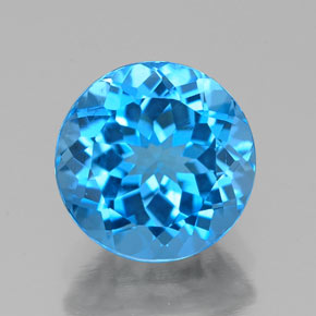 2.44캐럿 천연 스위스 블루 토파즈, 라운드 컷, 8.13 mm, VVS-VS