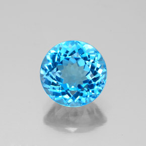 2.39캐럿 천연 스위스 블루 토파즈, 라운드 컷, 8.05 mm, VS