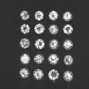 캐럿 천연 화이트 토파즈 보석, 라운드 컷, 2.92 mm, VVS-VS