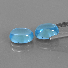 캐럿 천연 스위스 블루 토파즈 보석, 타원형 컷, 7×5.1 mm, 투명한