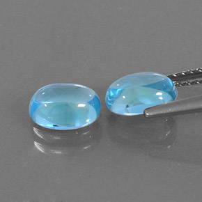 캐럿 천연 스위스 블루 토파즈 보석, 타원형 컷, 7×5.1 mm, 투명한