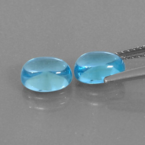 캐럿 천연 스위스 블루 토파즈 보석, 타원형 컷, 7.1×5.1 mm, 투명한