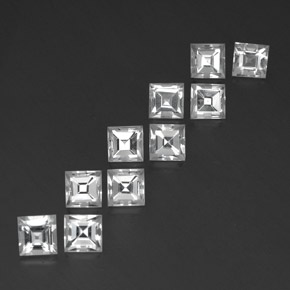 8.32캐럿 천연 화이트 토파즈 보석, 스퀘어, 5×5 mm, VVS