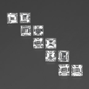 7.92캐럿 천연 화이트 토파즈 보석, 스퀘어, 5.1×5 mm, VVS-VS