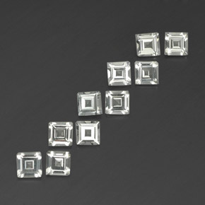 캐럿 천연 화이트 토파즈 보석, 스퀘어, 4.1×4.1 mm, VVS-VS