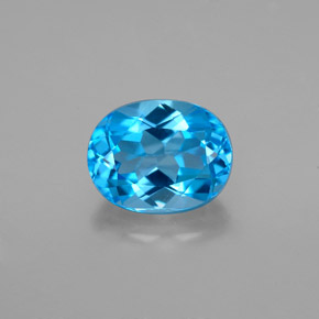 2.71캐럿 천연 스위스 블루 토파즈, 타원형 컷, 9.1×7.1 mm, VVS-VS