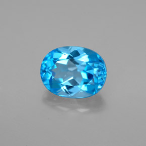 2.71캐럿 천연 스위스 블루 토파즈, 타원형 컷, 9.1×7.1 mm, VVS-VS