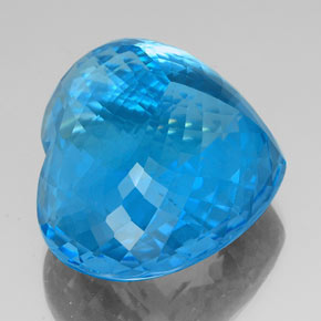 112.15캐럿 천연 스위스 블루 토파즈, 하트 모양, 34.1×26.4 mm, VVS