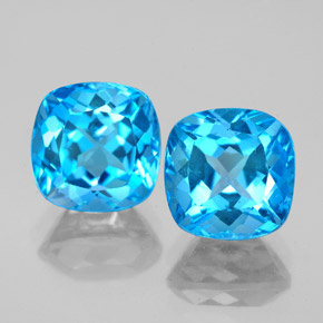 캐럿 천연 스위스 블루 토파즈 보석, 쿠션 컷, 7.9×7.9 mm, VVS-VS
